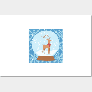 Reindeer Snowglobe Posters and Art